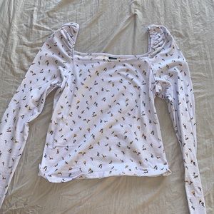 Long sleeve baby blue flowers